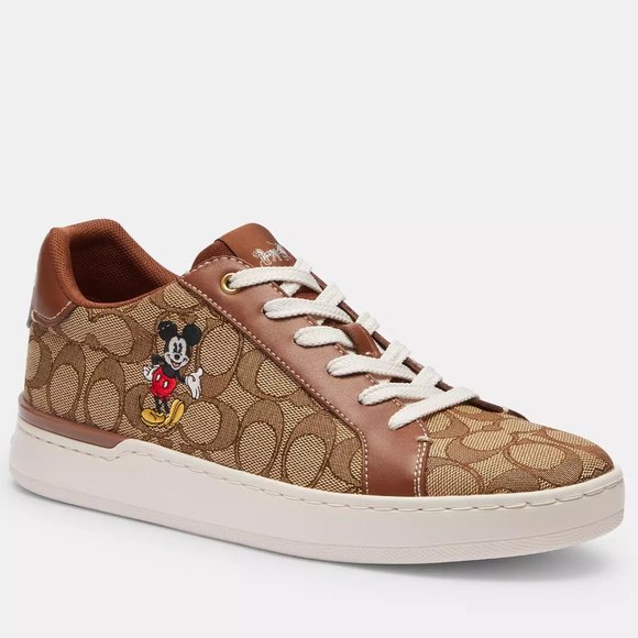 🐭 Disney X Coach Clip Low Top Sneaker In Signature Jacquard With Mickey Mouse - Picture 1 of 10